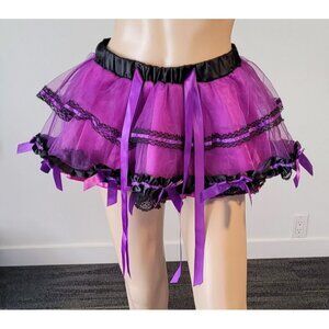Ladies Sexy Purple/Black Tulle Skirt with Bows Size Medium HG1900